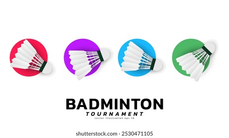 Shuttlecock Vector de símbolos, diseño moderno y hermosos colores aislados sobre fondo blanco, ilustración Vector EPS 10, se puede utilizar para el logotipo del Campeonato de Bádminton