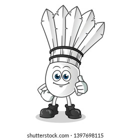 shuttlecock thumbs up mascot vector cartoon illustration