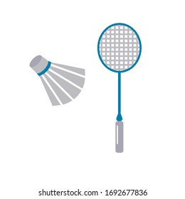 Shuttlecock vector flat illustration Racket vector Badminton vector set Sport icons