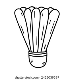 Shuttlecock vector icon in doodle style. Ping pong symbol in simple design. Cartoon object hand drawn isolated on white background.