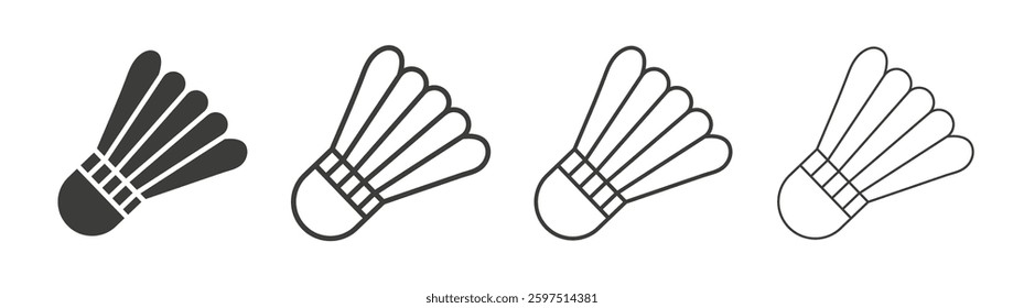 Shuttlecock vector icon set in black and white color.