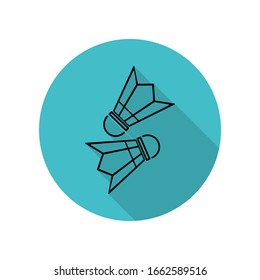 Shuttlecocks para el icono de la sombra larga de badminton. Glifo simple, vector plano de iconos de flecha para ui y ux, sitio web o aplicación móvil
