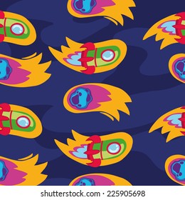 shuttlecraft and asteroid vector seamless pattern