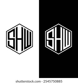 SHW Letter Initial Logo Design Vector Vector de stock