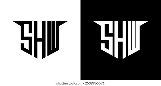 SHW letter logo design with white background in illustrator, vector logo modern alphabet font overlap style, calligraphy designs for logo, Poster, Invitation, etc.
