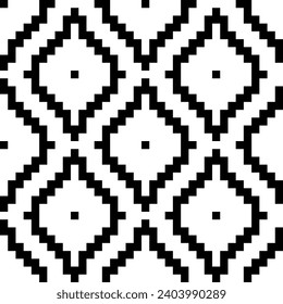 Mostrando un patrón sin fisuras africano. Repitiendo la forma abstracta de la sombra el aislamiento negro sobre fondo blanco. Geométrico repetido para impresiones de diseño. Sotho rhombus repiten patrón. Tela geográfica. Ilustración del vector