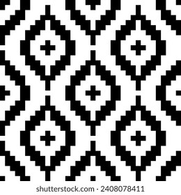 Shweshwe african seamless pattern. Repeating abstract shwe black isolation on white background. Repeated geometric for design prints. Sotho rhombus repeat patern. Geo line fabric. Vector illustration