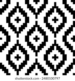 Shweshwe african seamless pattern. Repeating abstract shwe black isolation on white background. Repeated geometric for design prints. Sotho rhombus repeat patern. Geo line fabric. Vector illustration