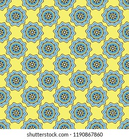 Shweshwe flower pattern in blue and Yellow