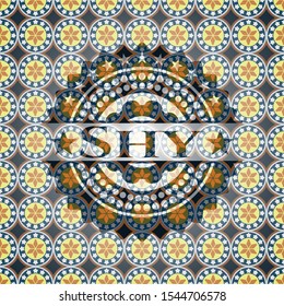Shy arabic badge background. Arabesque decoration.