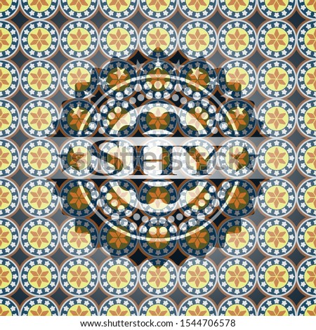 Shy arabic badge background. Arabesque decoration.