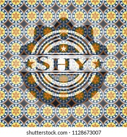 Shy arabic emblem. Arabesque decoration.