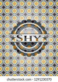 Shy arabic emblem background. Arabesque decoration.