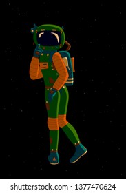 Shy astrounaut, vector illustration