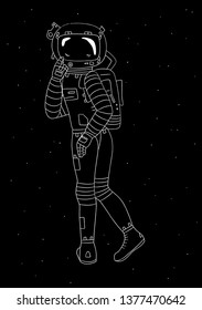 Shy astrounaut, vector illustration
