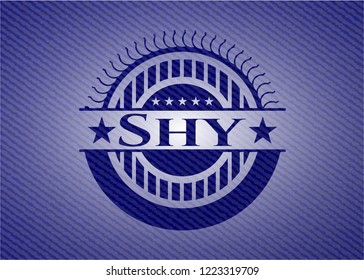 Shy badge with denim texture
