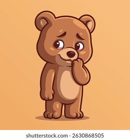 Ilustração de personagens de desenhos animados Shy Bear
