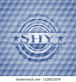 Shy blue hexagon emblem.