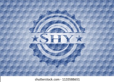 Shy blue polygonal badge.