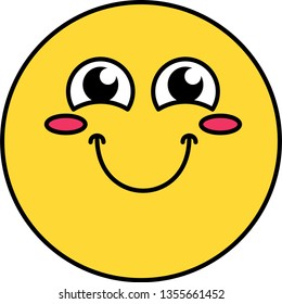 Shy, blushing emoji vector illustration