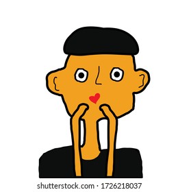 shy boy doodle cartoon  design  for art and print  vector eps.10