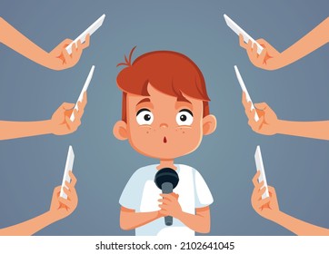 
Shy Boy Having A Stage Fright Moment Vector Cartoon Illustration. Nervous Child Performing For Live Audience Feeling Anxious And Nervous
