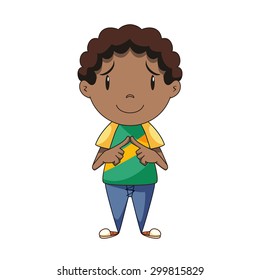 Shy boy, vector illustration