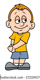 Shy Cartoon Boy