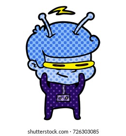 shy cartoon spaceman