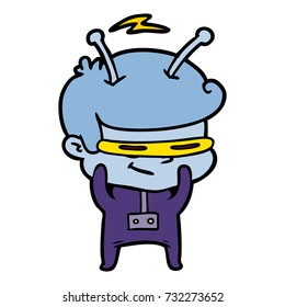 shy cartoon spaceman