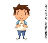 Shy child, vector illustration