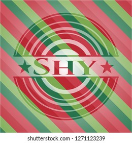 Shy christmas colors emblem.