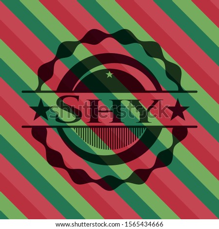Shy christmas emblem background. Vector Illustration. Detailed.