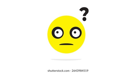Vetor de Emoji Tímido e Confuso - Expressão de Rosto Amarelo Desajeitado com Olhos Nervosos e Sorriso Pequeno, Ícone de Reação Mínima Fofo para Bate-papo, Adesivo, Mídia Social ou Ilustração de IU Emocional