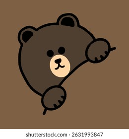 shy cute brown bear blushes.