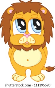 Shy cute cartoon lion