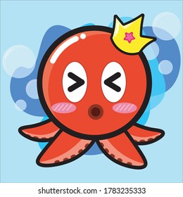 Shy Cute Octopus Vector - Little Octopus