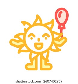 shy cute sun character color icon vector. shy cute sun character sign. isolated symbol illustration