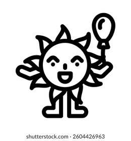 shy cute sun character line icon vector. shy cute sun character sign. isolated contour symbol black illustration