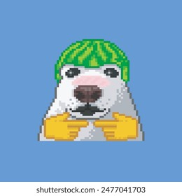 Shy dog, pixel art meme