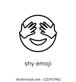 shy emoji icon. Trendy modern flat linear vector shy emoji icon on white background from thin line Emoji collection, outline vector illustration