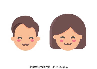 Shy emoji male and female character