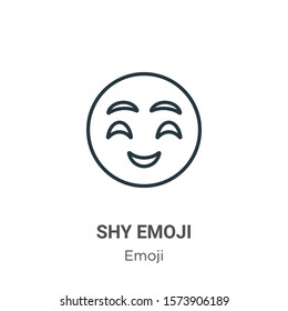 Shy emoji outline vector icon. Thin line black shy emoji icon, flat vector simple element illustration from editable emoji concept isolated on white background