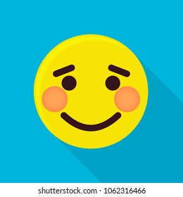 Shy Emoticon Icon. Flat Illustration Of Shy Emoticon Vector Icon For Web