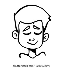 Shy Face Expression of Young Boy Character