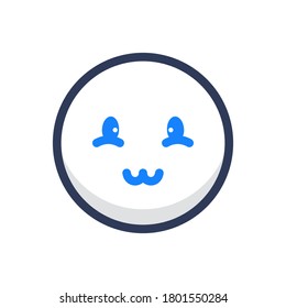 icono del emoji plano de cara tímida