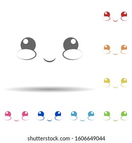 Shy face in multi color style icon. Simple thin line, outline vector of smile icons for ui and ux, website or mobile application