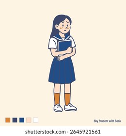  Tímida Estudante Feminina com Livro