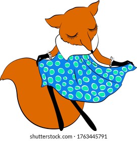 Shy   feminine fox in dotted dress