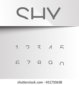 Shy font with only the top of the characters, vector